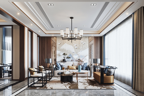陽江市中集國際城五期新中式風格別墅裝修案例
