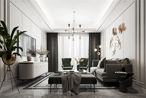 遂寧市金科&middot;美湖灣&middot;香山輕奢風格三居室裝修案例