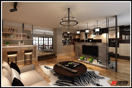 廣州市南沙金茂灣新中式風格三居室裝修案例