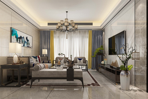 廣州市時代長島新中式風格四居室裝修案例