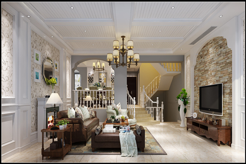 湖州市靈峰山莊美式風格別墅裝修案例