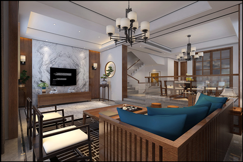 湖州市五峰山楓林山居新中式風格別墅裝修案例