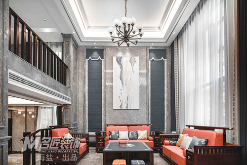 嘉興市東鼎名人府邸新中式風格別墅裝修案例