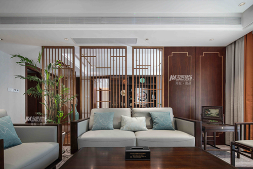 嘉興市翡翠公館新中式風(fēng)格四居室裝修案例