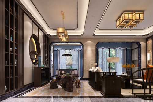 佛山市越秀御湖臺新中式風格別墅裝修案例