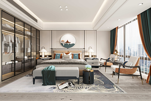 汕頭市海灣一城時(shí)代花園新中式風(fēng)格四居室裝修案例