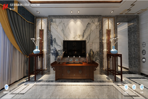 廣州市祈福名望天下新中式風格五居室裝修案例