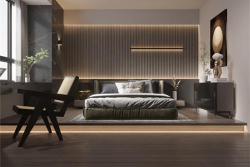 中山市華盈四季藍天輕奢風格三居室裝修案例