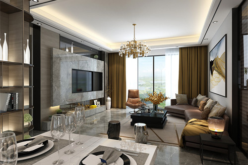 中山市凱茵又一城花漾集輕奢風格四居室裝修案例