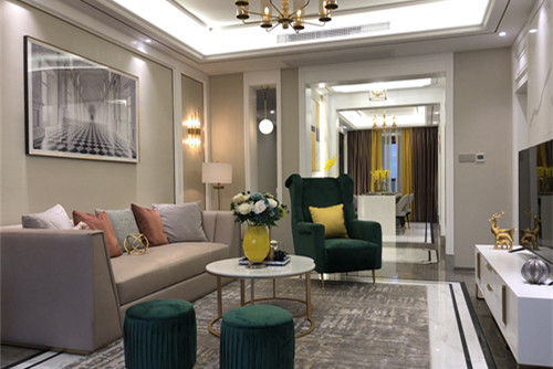 海口市綠城桃李春風美式風格三居室裝修案例