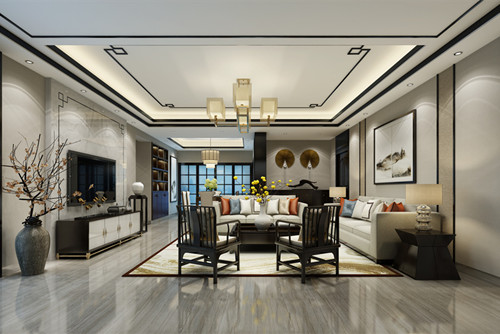 ?？谑幸▓@新中式風(fēng)格三居室裝修案例